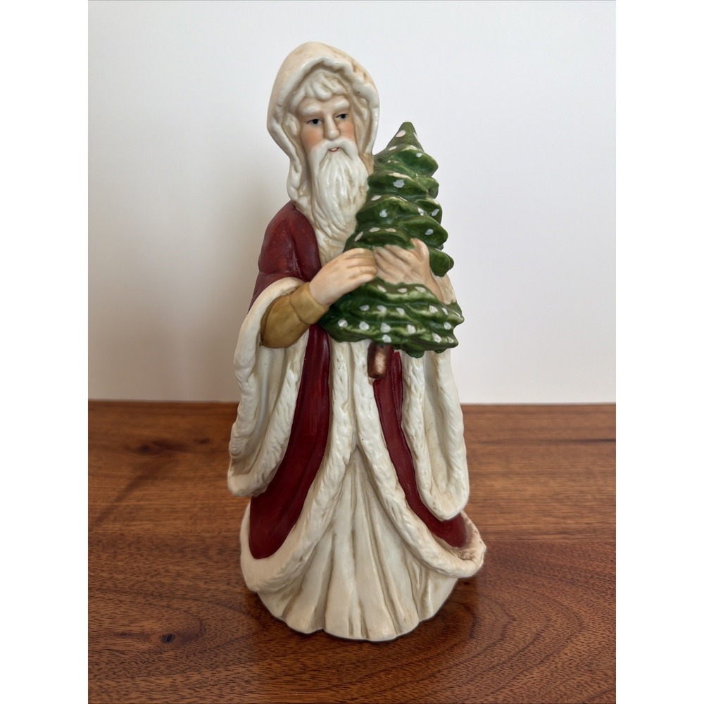 Vintage Hand Painted Old World Santa Claus Figurine Ceramic Christmas Tree